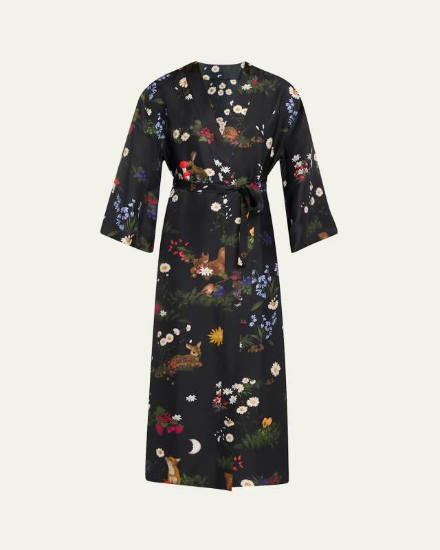 Passionnment Reversible Silk Twill Robe